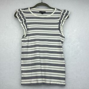 J.Crew Vintage rib ruffle-sleeve shirt in stripe Sz S